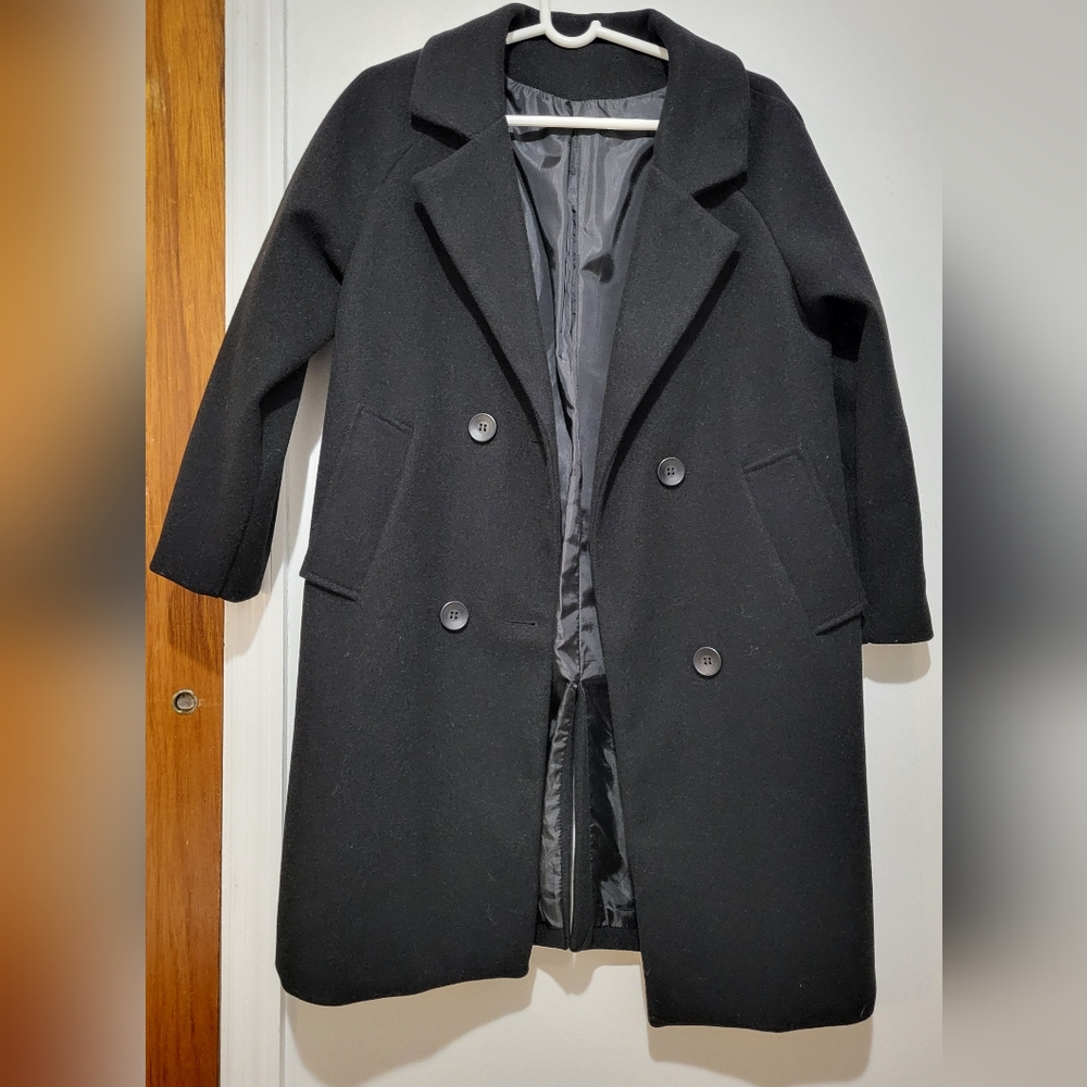 Women's Casual Double Breasted Warm Pea Coat Overcoat Small